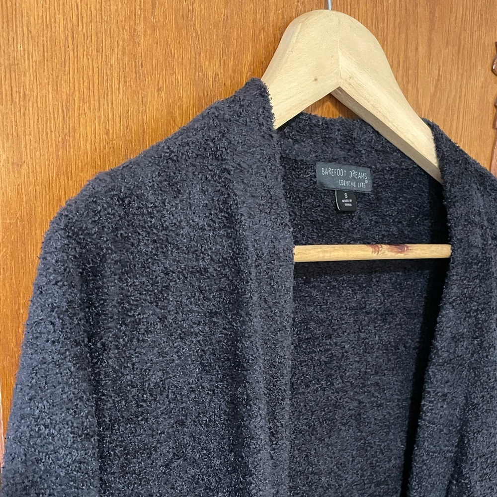 Barefoot Dreams CozyChic Lite Black Long Lounge Casual Duster Cardigan Size S